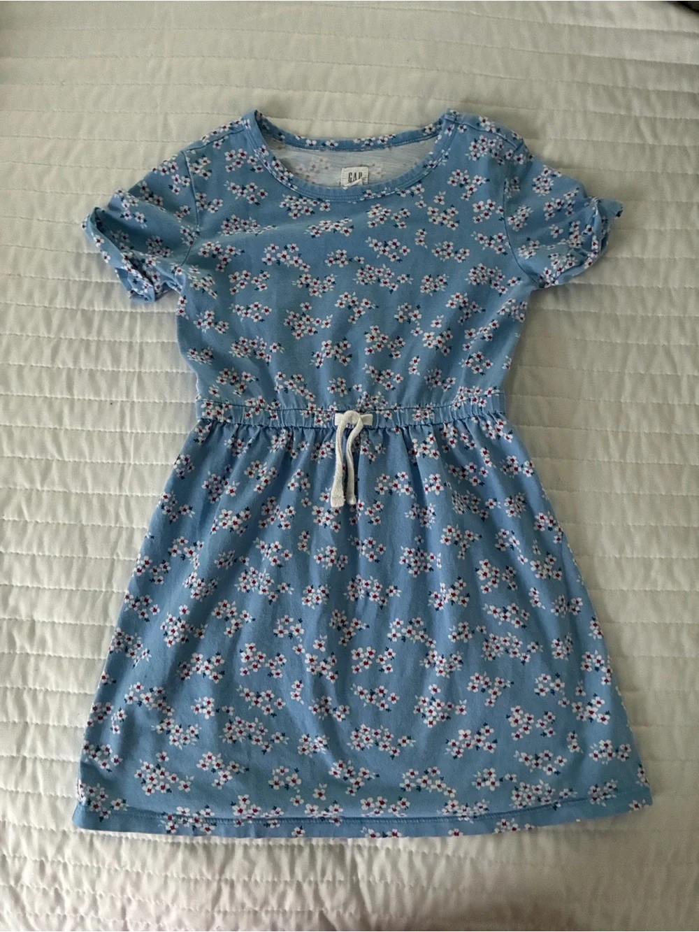 GAP Girls Blue Floral Drawstring Waist Dress